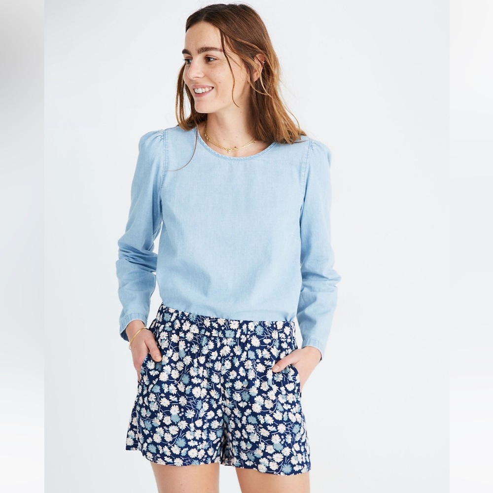 Madewell Denim Puff-Sleeve Swing Shirt